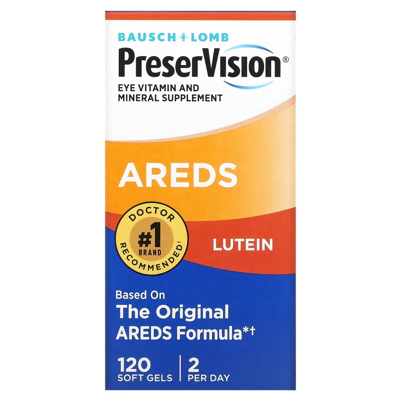 Bausch & Lomb PreserVision, AREDS Lutein, Eye Vitamin & Mineral Supplement, 120 Soft Gels