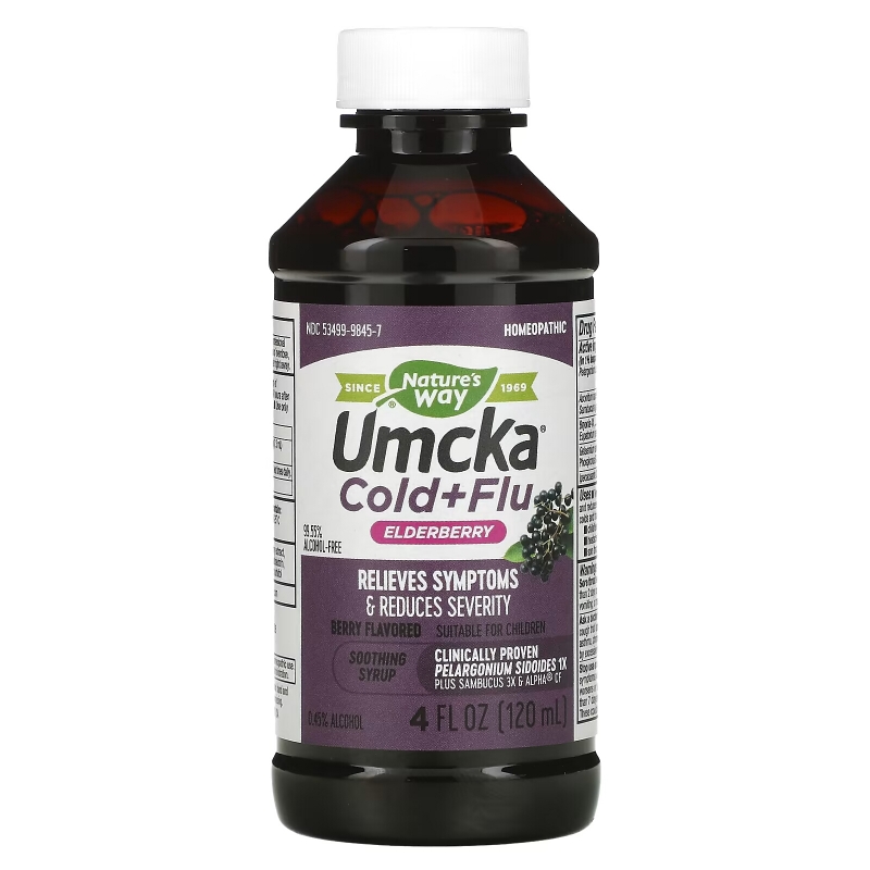 Nature's Way, Umcka, Cold+Flu, Elderberry Soothing Syrup, Berry, 4 fl oz (120 ml)