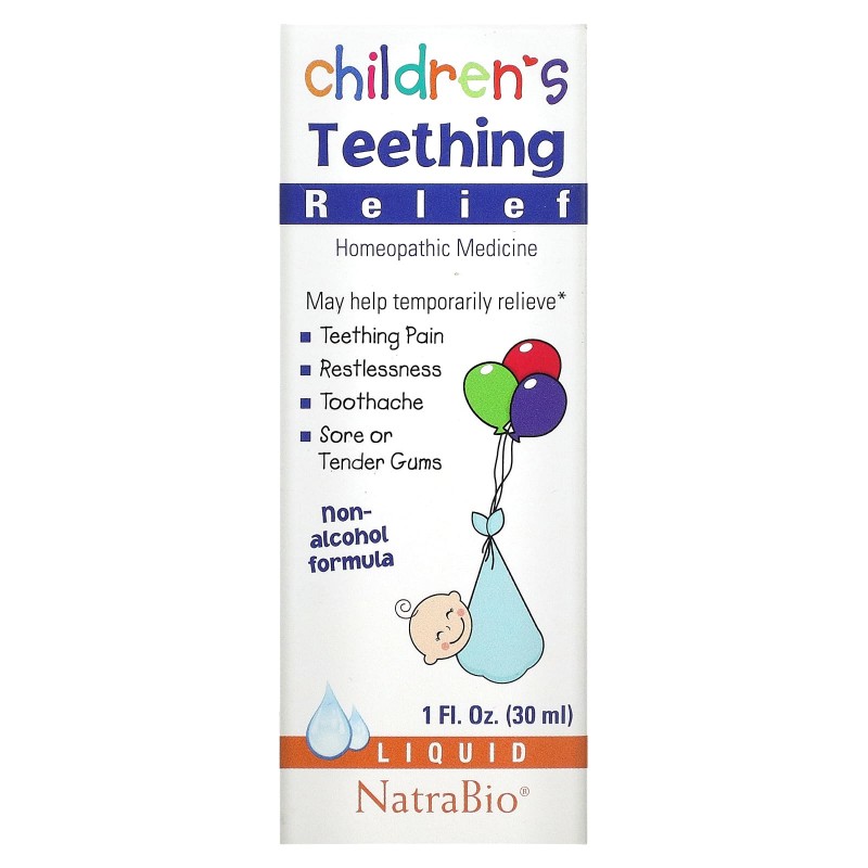 NatraBio Жидкое средство для детей для снятия боли при прорезывании зубов без спирта 1 жидкая унция (30 мл)