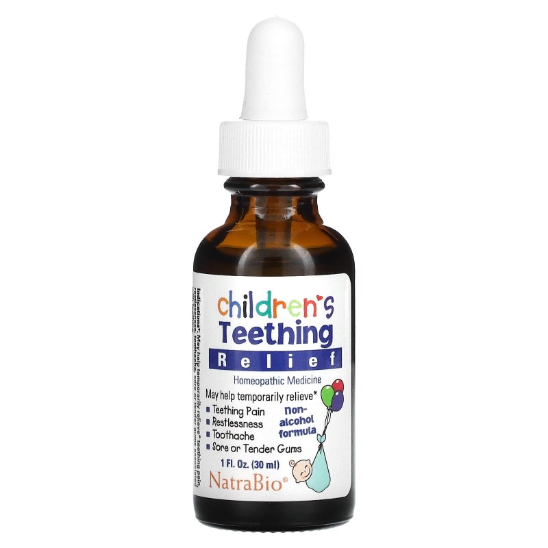 NatraBio Жидкое средство для детей для снятия боли при прорезывании зубов без спирта 1 жидкая унция (30 мл)