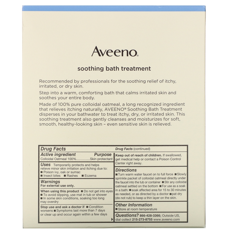 Aveeno Active Naturals Для успокаивающей ванной процедуры без отдушек 8 однопорционных пакетиков 1.5 унции (42 г) каждый.