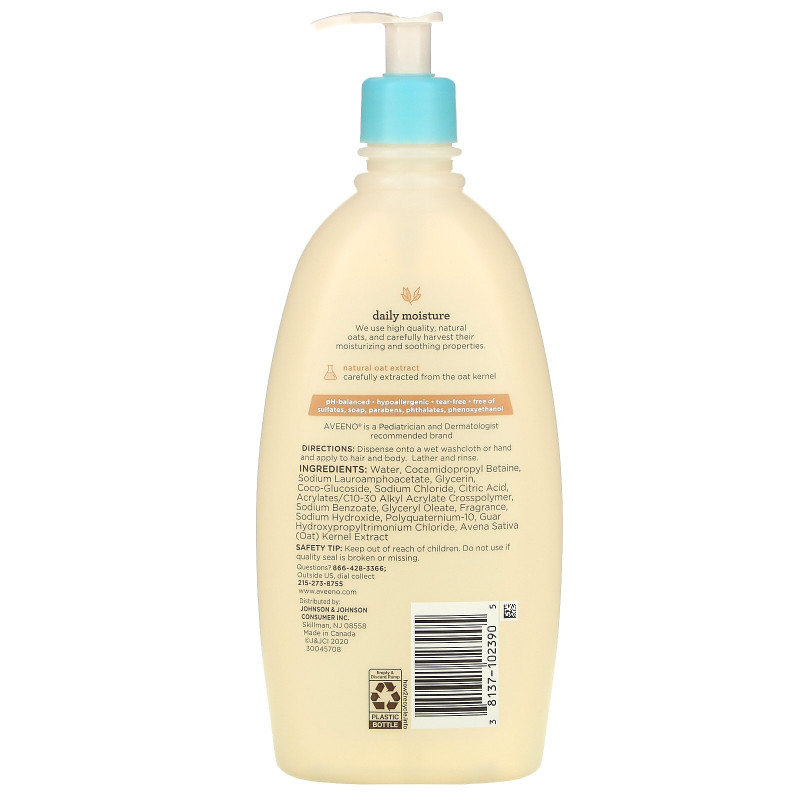 Aveeno Детский шампунь и средство для мытья тела с легким запахом 18 жидких унций  (532 мл)