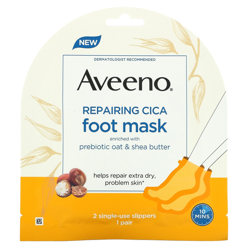 Aveeno, Восстанавливающая маска для ног Cica, 2 одноразовых тапочка