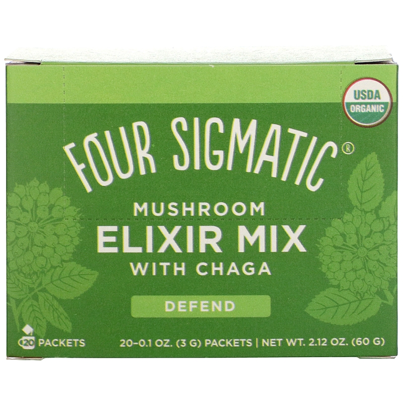 Four Sigma Foods Супер-гриб Чага Напиток с Шиповником 20 Пакетиков 0.1 унции (3 г) Каждый