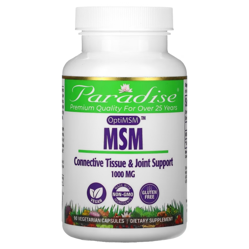 Paradise Herbs MSM OptiMSM 1000 мг 90 капсул в растительной оболочке