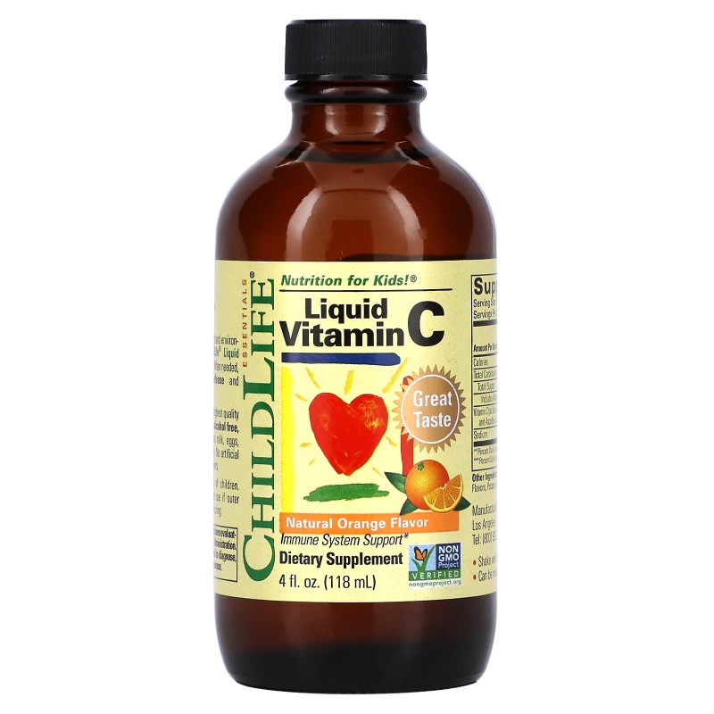 ChildLife, Жидкий витамин C, с натуральным апельсиновым вкусом, 4 жидкие унции (118,5 мл)