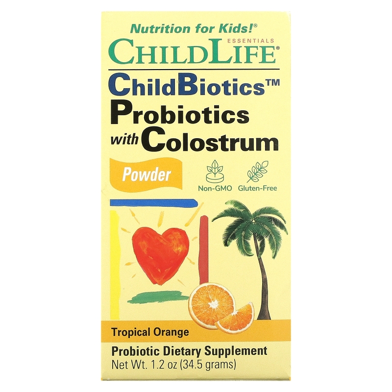ChildLife Пробиотики с порошковым молозивом с натуральным вкусом апельсина / ананаса 17 унции (50 г)