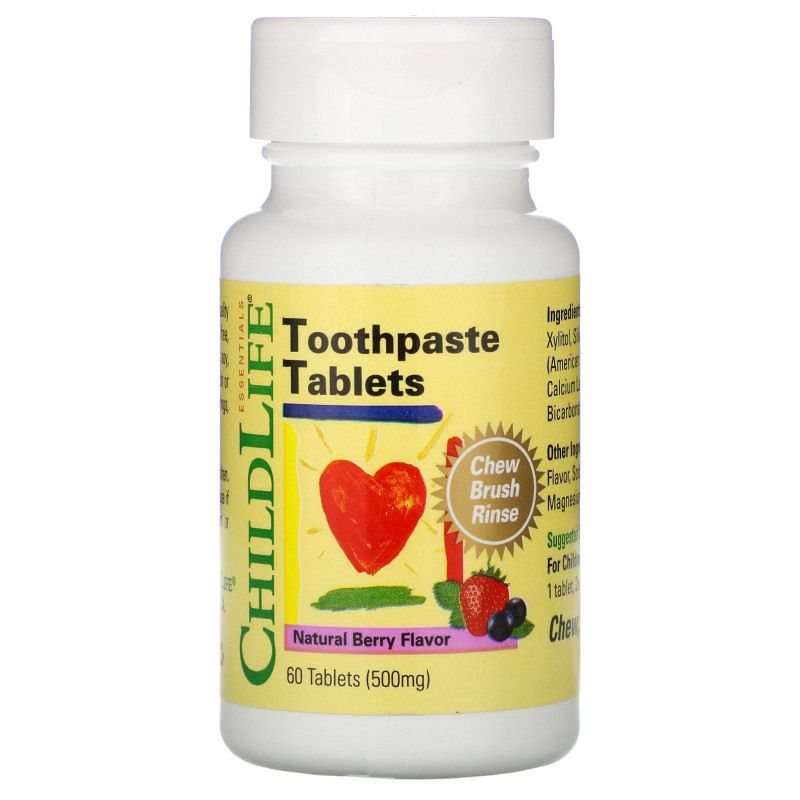 ChildLife Essentials Таблетки с зубной пастой с ароматом натуральных ягод 500 мг 60 таблеток