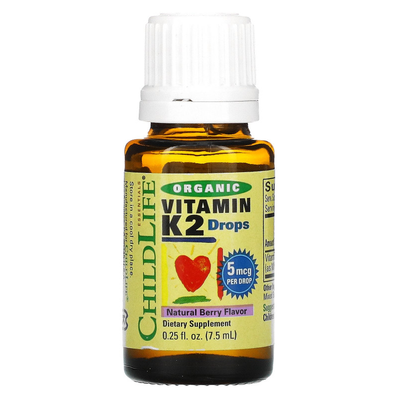 ChildLife, Органические капли витамина K2, натуральный ягодный вкус, 0,406 унций (12 мл)