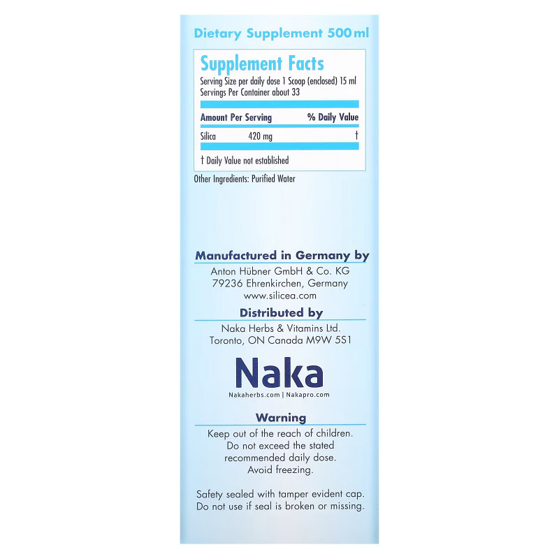 Naka Herbs & Vitamins Ltd Hubner настоящий силикагель 17 жидких унций (500 мл)