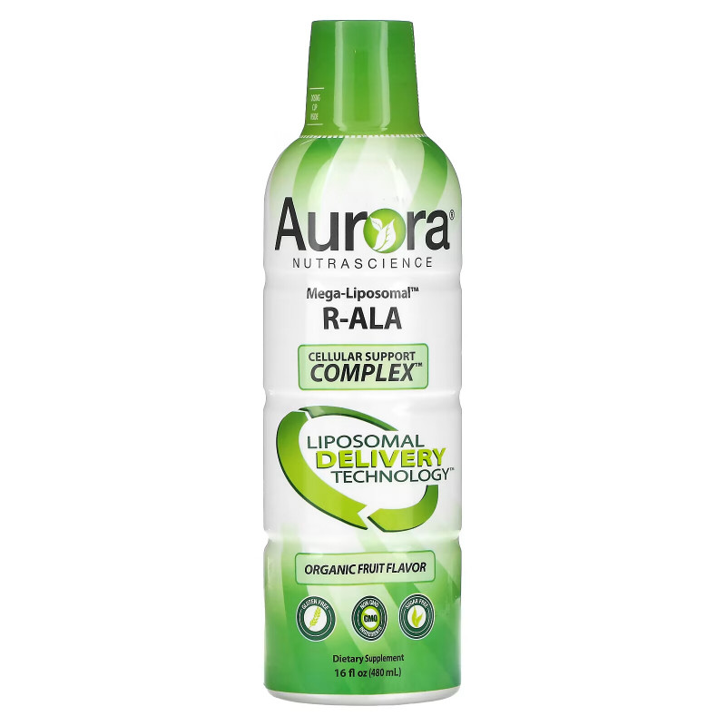 Aurora Nutrascience, Mega-Liposomal R-Alpha Lipoic Acid, органический фруктовый вкус, 750 мг, 480 мл (16 жидк. унций)
