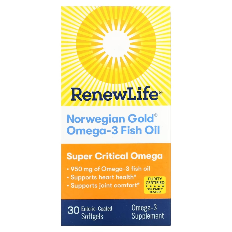 Renew Life Norwegian Gold Рыбий Жир Супер Необходимые Омега 30 гелевых капсул
