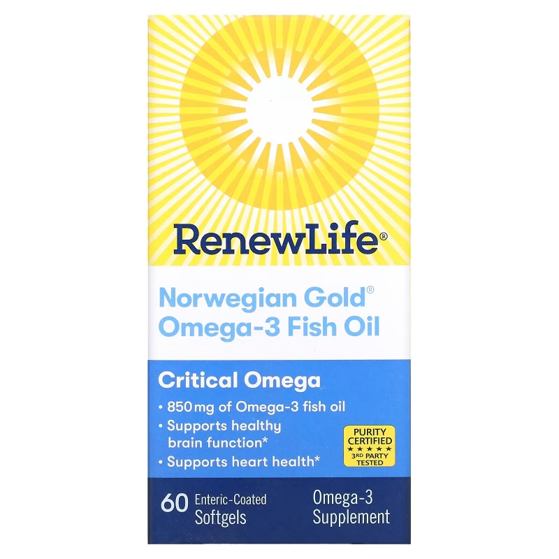 Renew Life Ultimate Fish Oils Critical Omega Natural Orange Flavor 1200 mg 60 Fish Gels