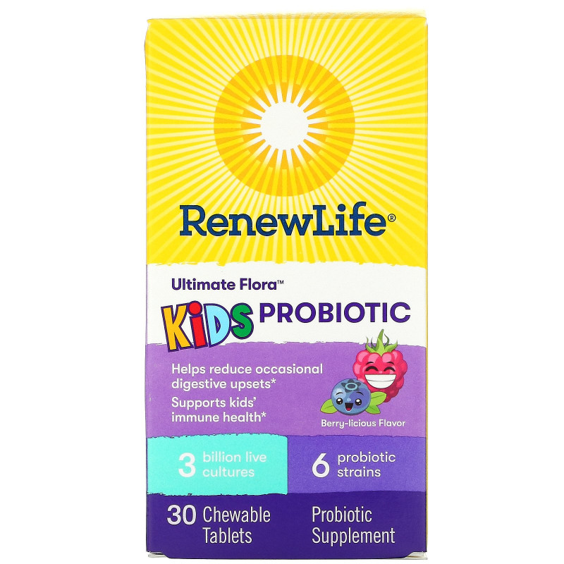 Renew Life Ultimate Flora Kids Probiotic Berry 30 Chewable Tablets