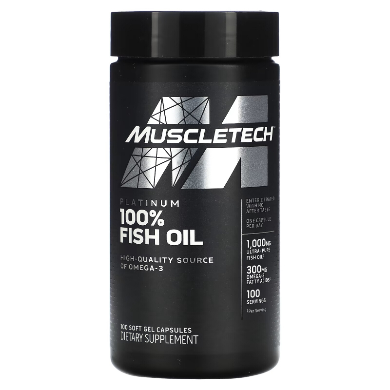 Muscletech, Essential Series, Рыбий жир Platinum 100%, 100 мягких гелевых капсул