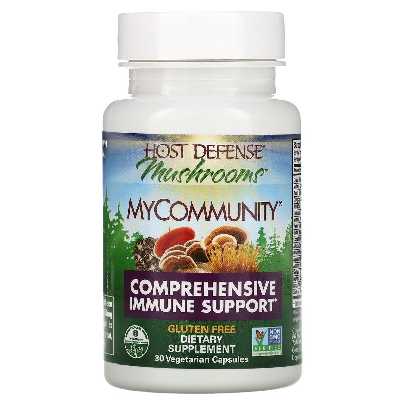 Fungi Perfecti, Host Defense Mushrooms, MyCommunity, Comprehensive Immune Support, 30 Veggie Caps