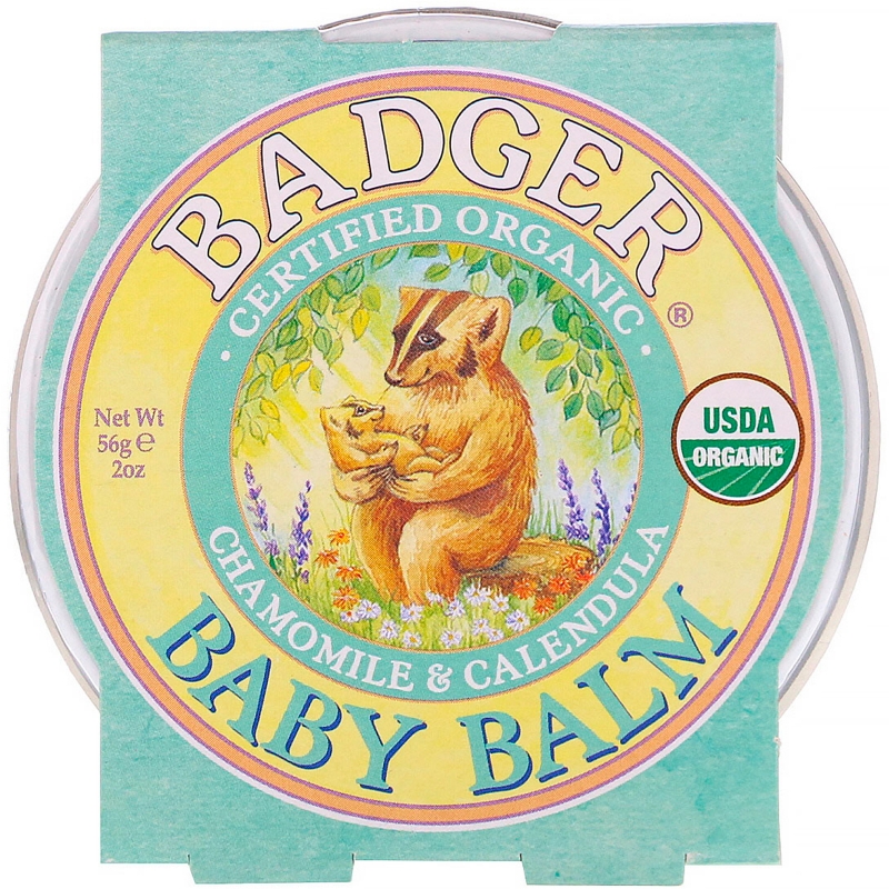 Badger Company Детский бальзам ромашка и календула, успокаивает и восстанавливает кожу, 2 унции (56 г)