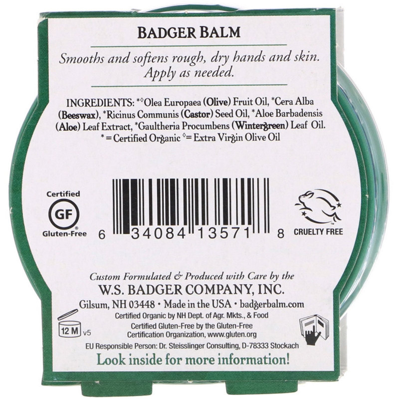 Badger Company Бальзам Барсук для трудолюбивых рук, восстановление и питание кожи, 2 унции (56 г)