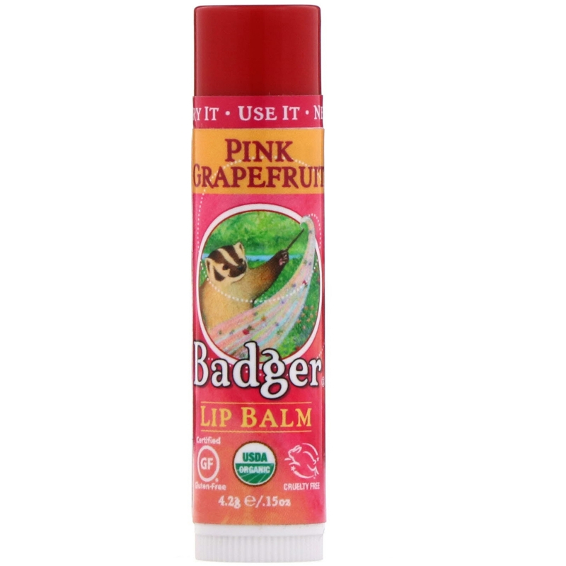 Badger Company Органический бальзам для губ с розовым грейпфрутом 0,15 унции (4,2 г)