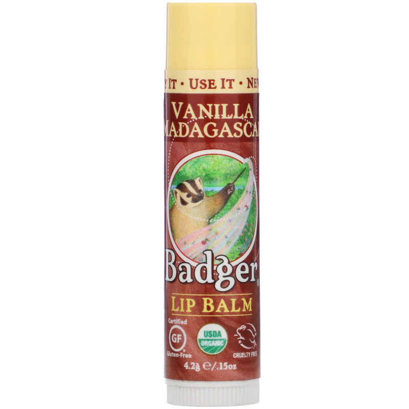 Badger Company Органический Бальзам для губ Мадагаскарская ваниль 0.15 унций (4.2 г)