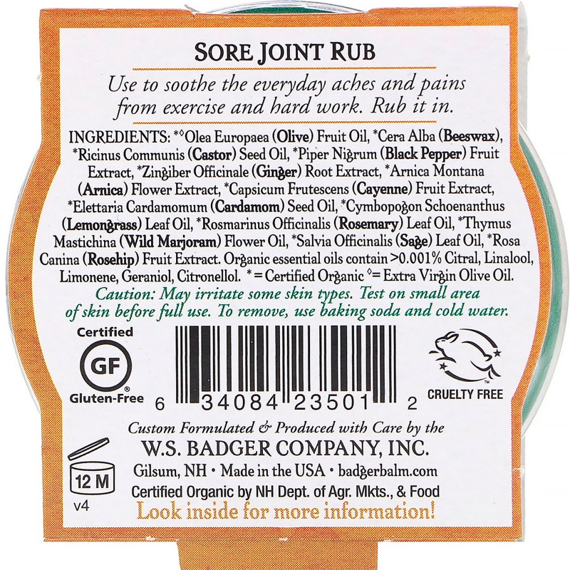 Badger Company Sore Joint Rub Arnica Blend .75 oz (21 g)
