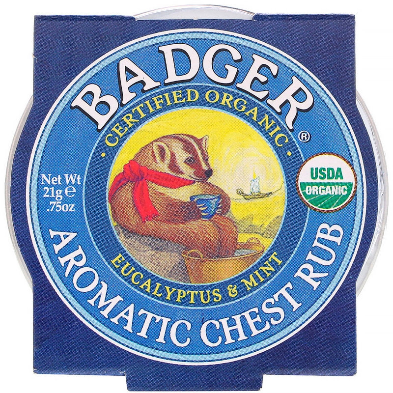Badger Company Органическая ароматическая мазь с эвкалиптом и мятой 0.75 унций (21 г)