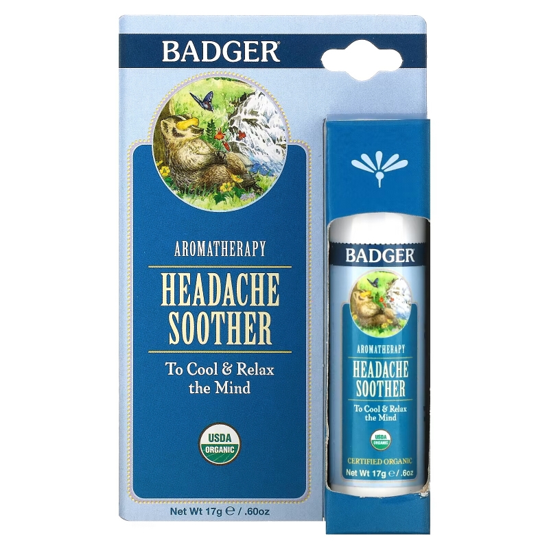 Badger Company Облегчение головной боли перечная мята и лаванда 0,60 унции (17 г)