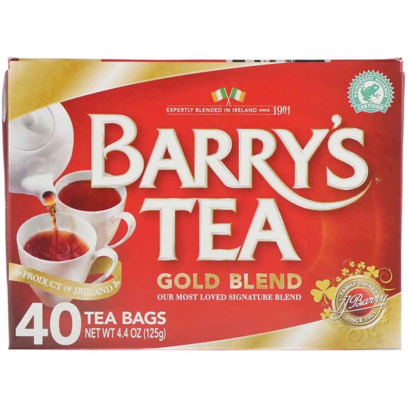 Barry's Tea,Смесь Черных чаев в пакетике Золотая смесь, освежает и тонизирует, 40 чайных пакетиков