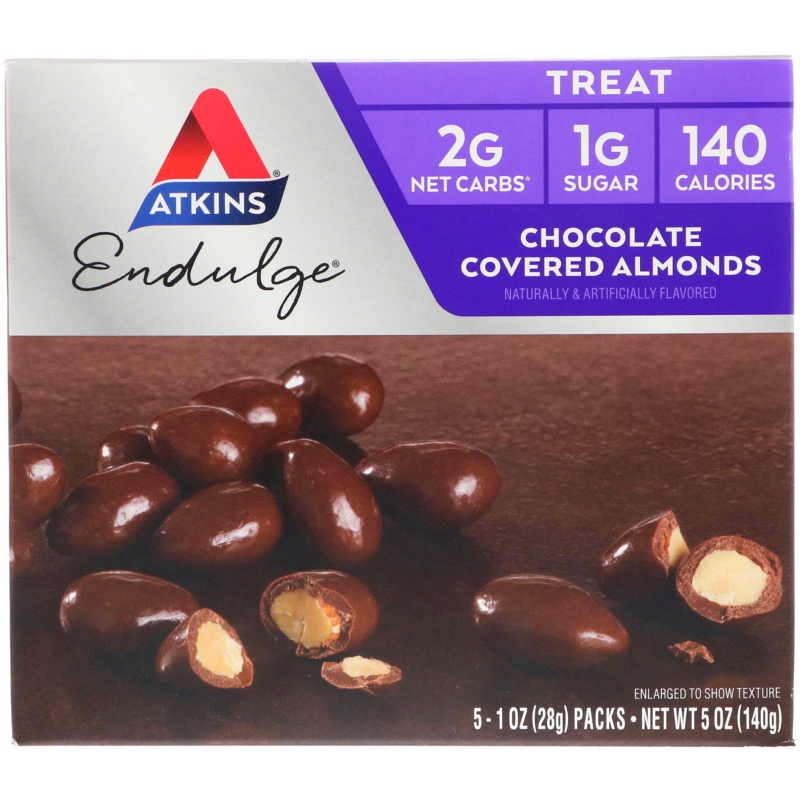 Atkins "Удовольствие"  миндаль в шоколаде 5 пакетиков 1 унция (28 г) каждый