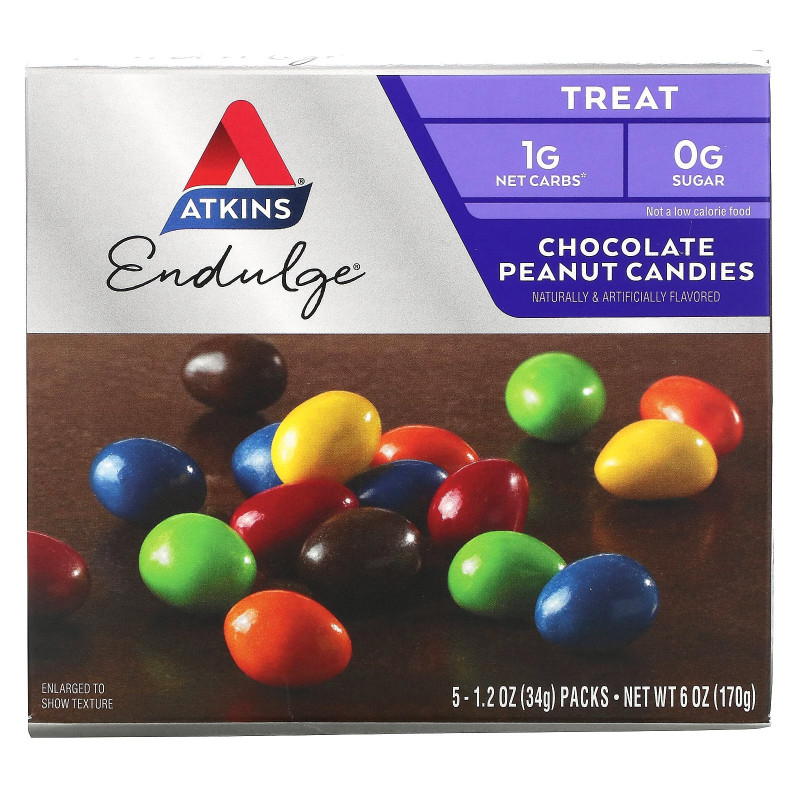 Atkins Treat Endulge конфеты с арахисом в шоколаде 5 пакетиков 12 унции (34 г) каждый