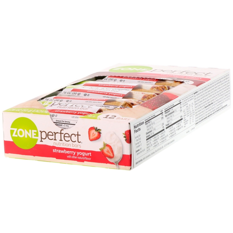 ZonePerfect, Питательные батончики, со вкусом клубничного йогурта, 12 батончиков по 1.76 унций (50 г)