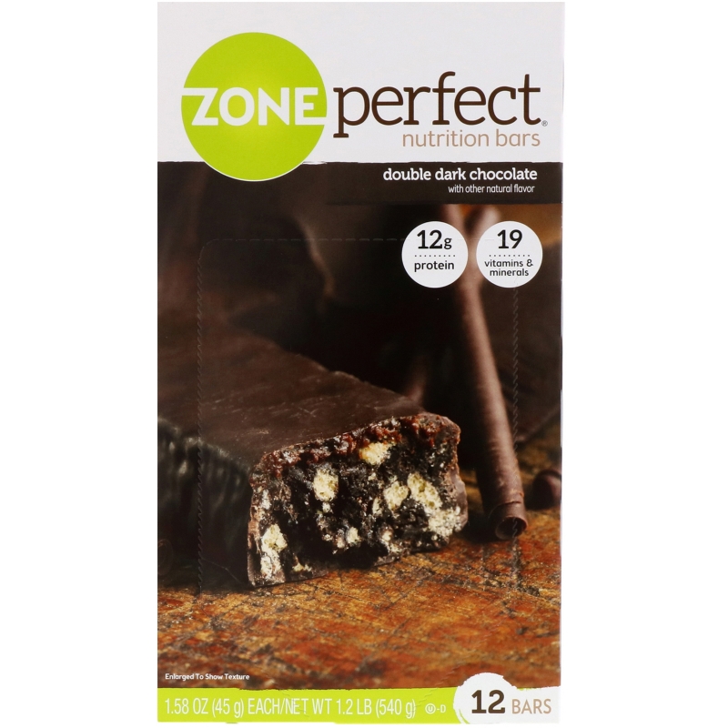 ZonePerfect Dark All-Natural Nutrition Bars Double Dark Chocolate 12 Bars 1.58 oz (45 g) Each
