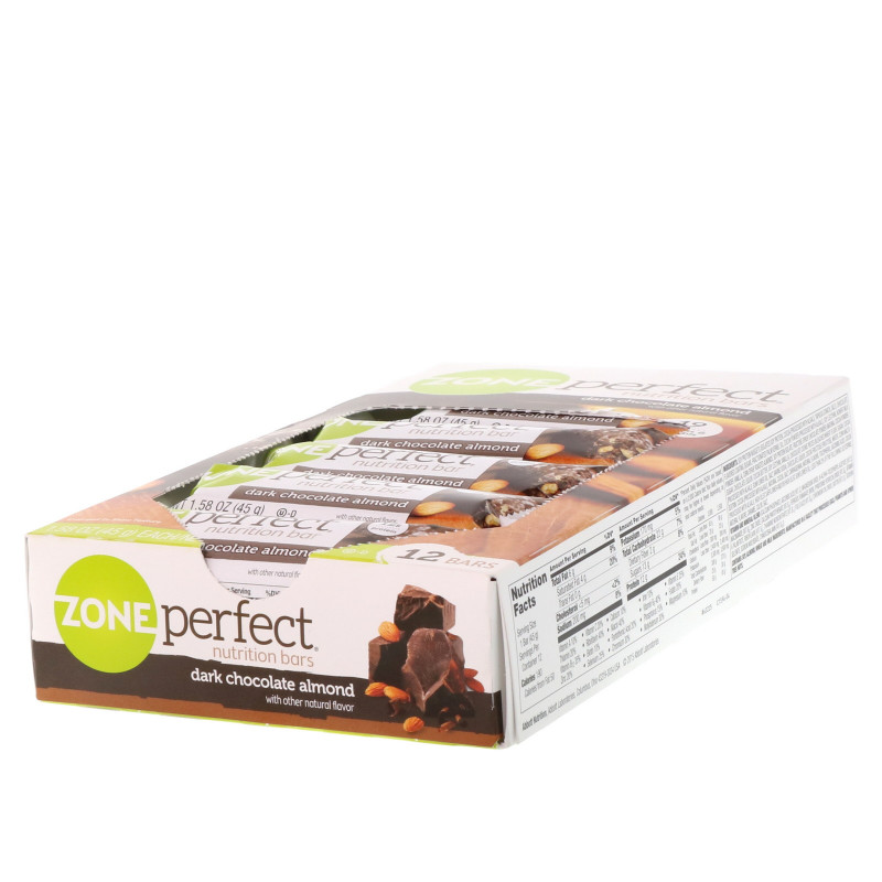 ZonePerfect Dark All-Natural Nutrition Bars Dark Chocolate Almond 12 Bars 1.58 oz (45 g) Each
