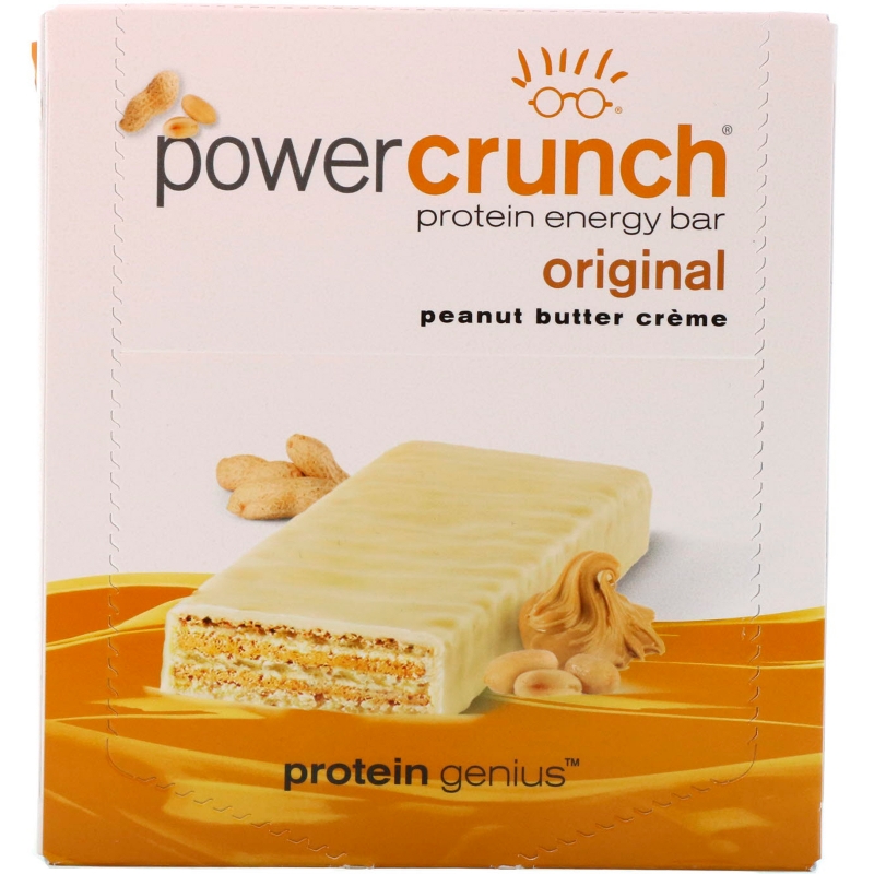 BNRG, Протеиновый энергетический батончик Power Crunch, оригинальный, арахисовое масло, 12 батончиков, 1,4 унц. (40 г) каждый