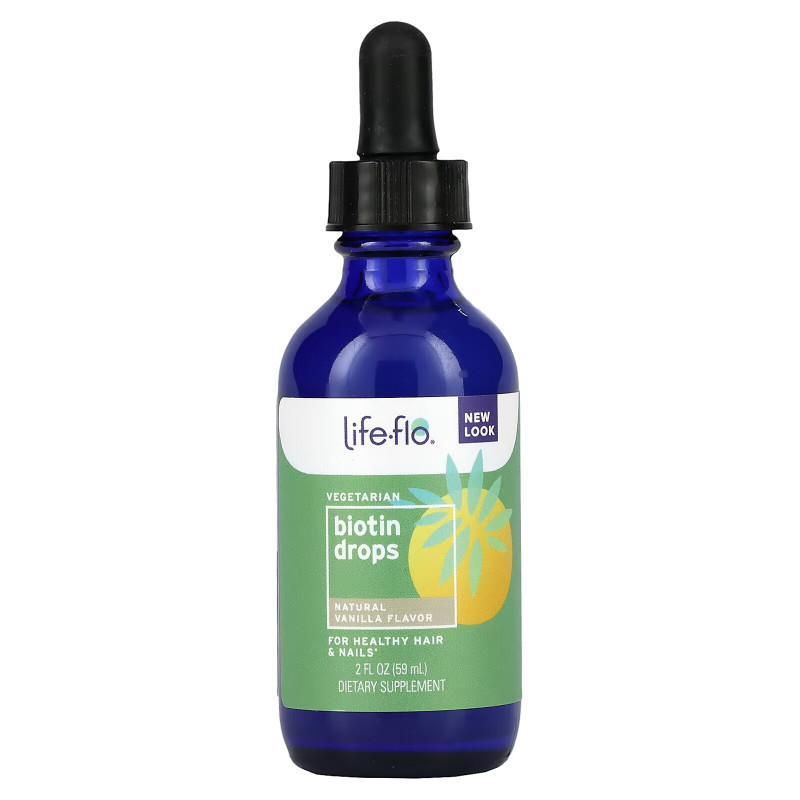 Life-flo, Biotin Drops, For Healthy Hair & Nails, Natural Vanilla Flavor, 10,000 mcg , 2 fl oz (60 ml)