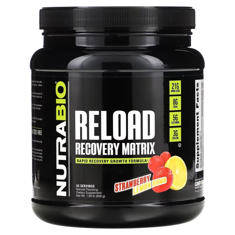 Nutrabio Labs, Reload Recovery Matrix, Strawberry Lemon Bomb, 1.89 lb (858 g)