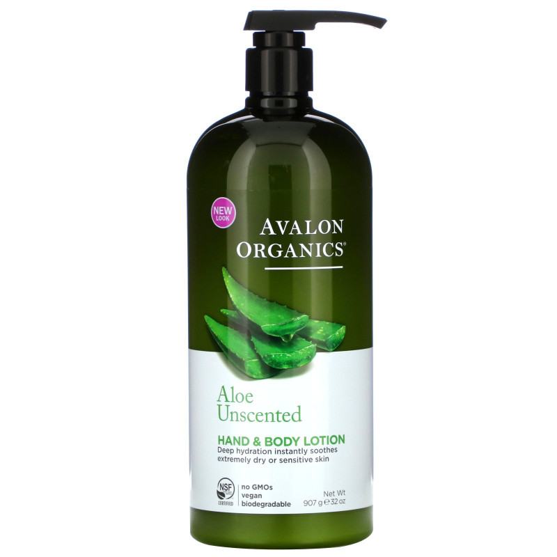 Avalon Organics Лосьон для рук и тела с алоэ, для интенсивного увлажнения сухой кожи, без запаха 32 унции (907 г)