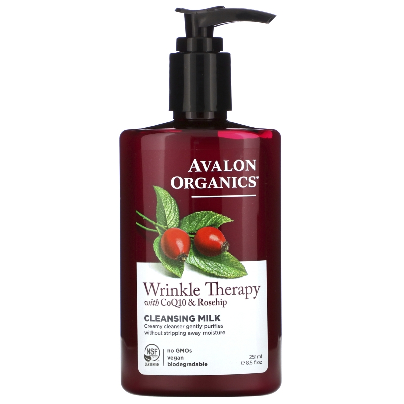 Avalon Organics CoQ10 Repair Очищающее молочко для лица, для увлажнения и омоложения кожи лица, 8.5 унций (251 мл)