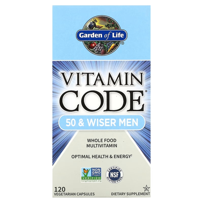 Garden of Life Кодовый витамин для мужчин от 50 и старше 120 хорошо усваивающихся капсул на растительной основе