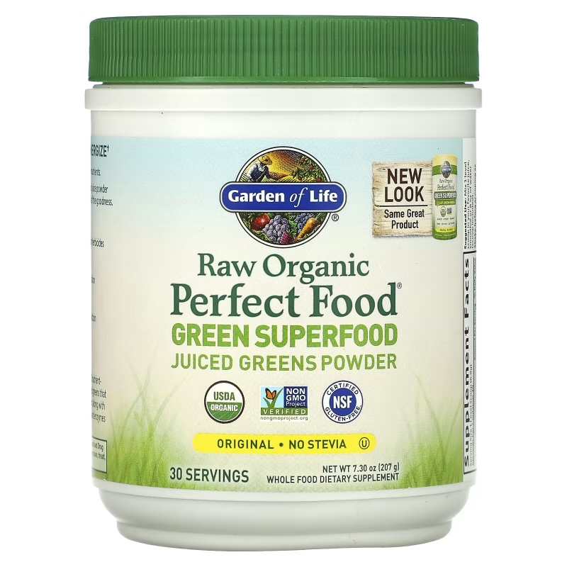 Garden of Life Perfect Food RAW Organic Green Super Food Органический порошкообразный концентрат сока 240 г