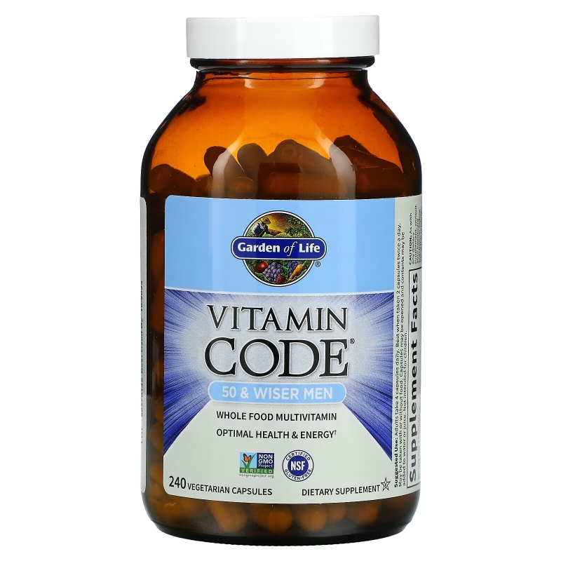 Garden of Life Vitamin Code для мужчин от 50-ти лет и старше 240 растительных капсул UltraZorbe