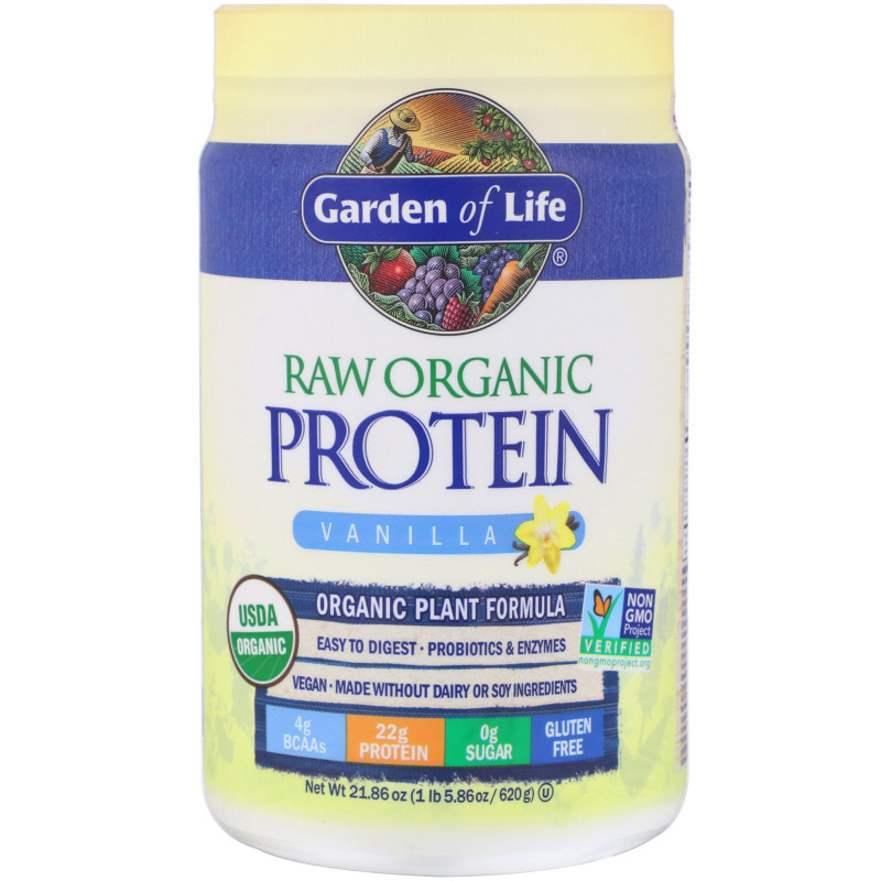 Garden of Life, Органический сырой белок, органическая белковая формула, со вкусом ванили, 22 унции (631 г)