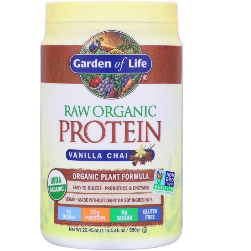 Garden of Life, Сырой белок, натуральный белковый состав, со вкусом ванильного пряного чая, 22 унции (630 г)