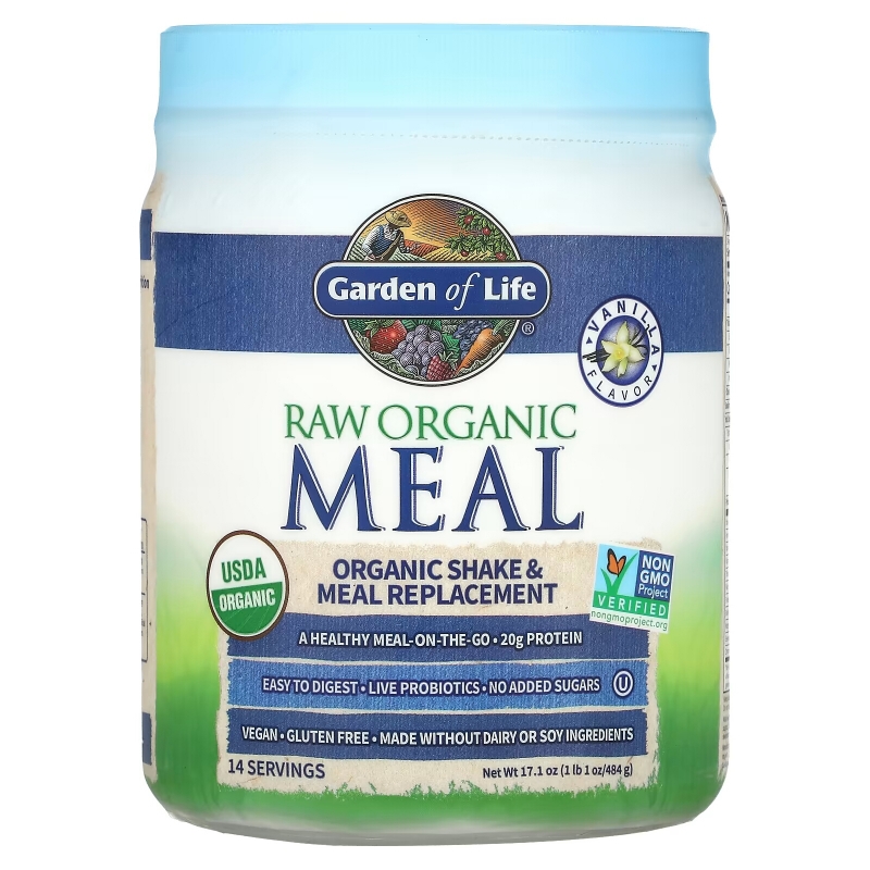 Garden of Life RAW Meal натуральный заменитель пищи или закуски ванильный 1.23 фунтов (558 г)