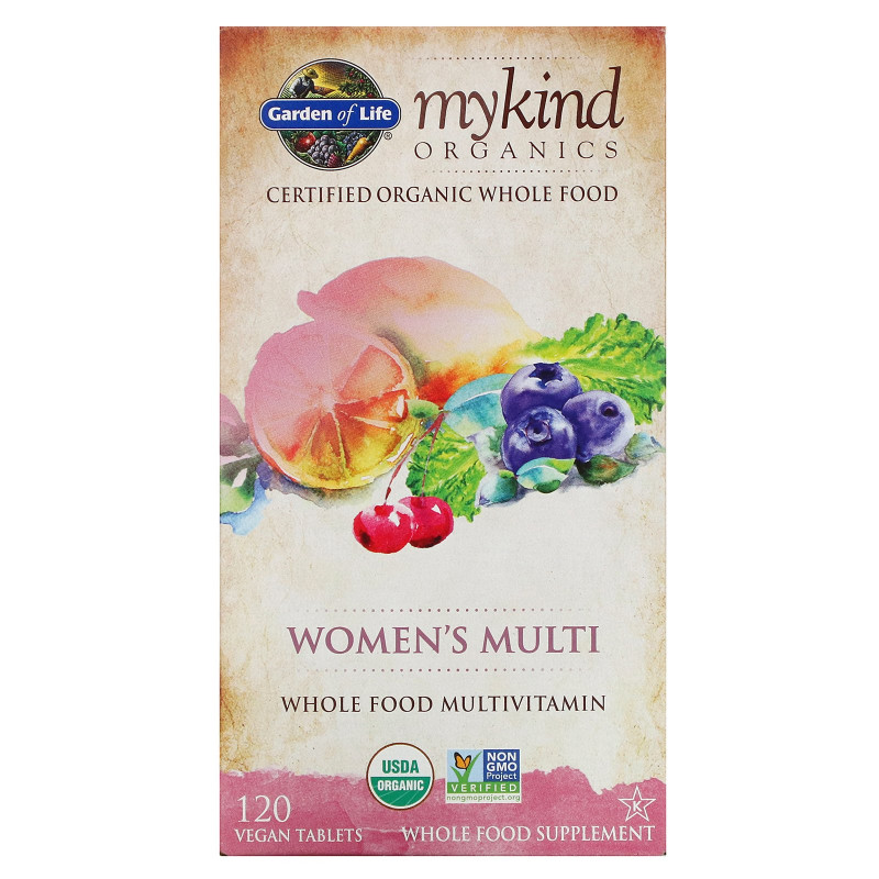 Garden of Life KIND Organics Мультивитамины для женщин 120 веганских таблеток