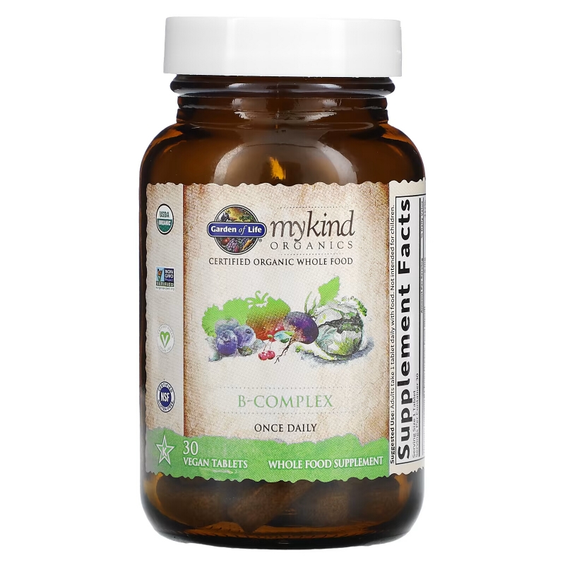 Garden of Life, mykind Organics, B-Complex, 30 Vegan Tablets