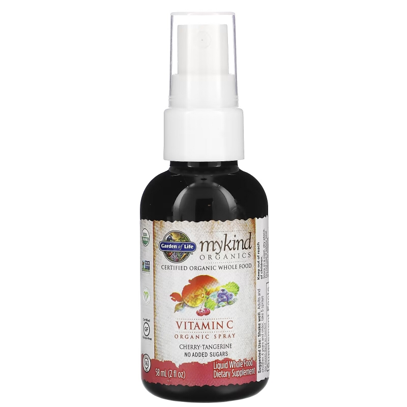 Garden of Life, mykind Organic, Vitamin C Organic Spray, Cherry-Tangerine, 2 fl oz (58 ml)