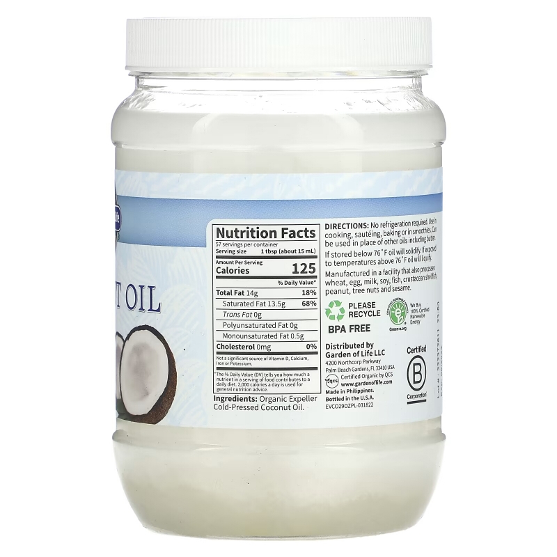 Garden of Life, Raw Extra Virgin Coconut Oil, 29 fl oz (858 ml)