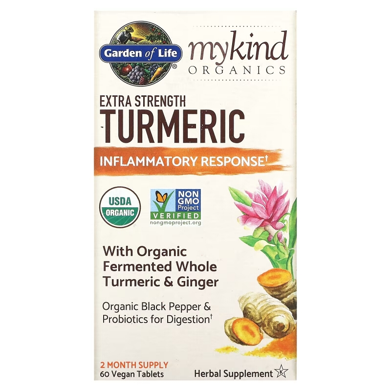 Garden of Life, Garden of Life, MyKind Organics, Extra Strength Turmeric Inflammatory Response, 60 Vegan Tablets