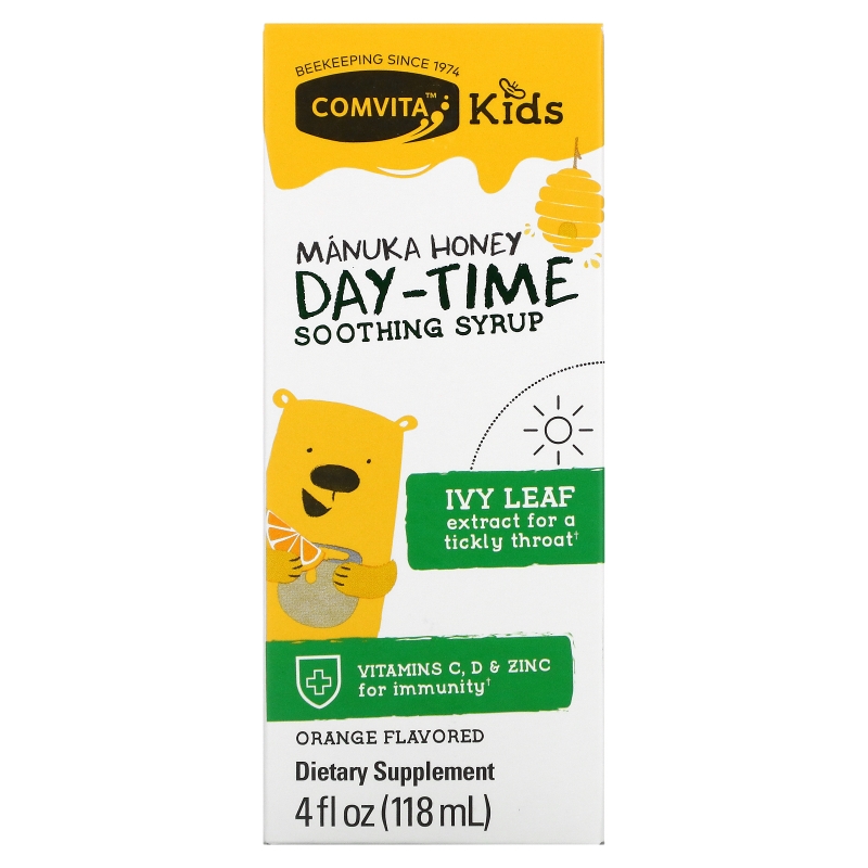 Comvita, Comvita для детей, успокаивающий сироп для приема днем, мед манука UMF 10+, апельсиновый вкус, 118 мл
